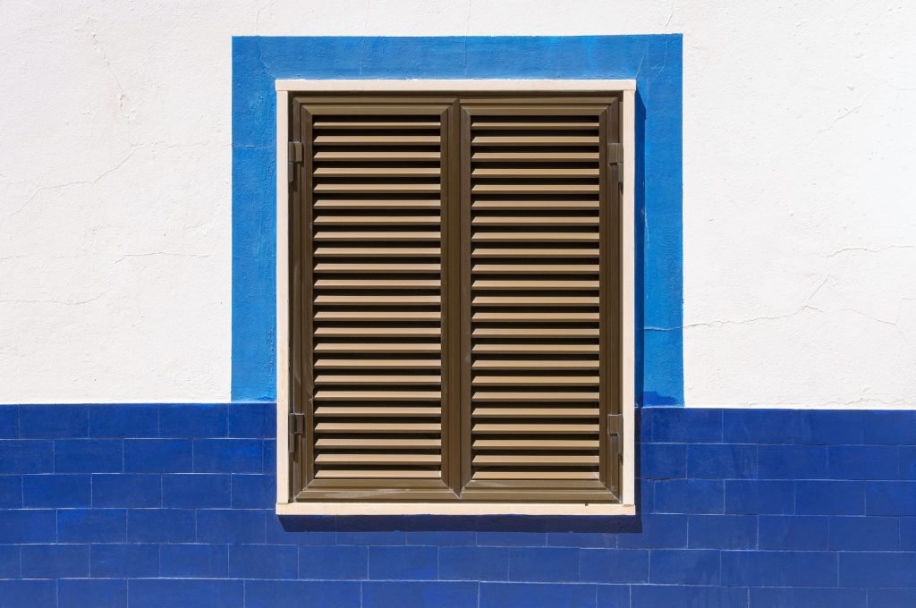 Closed window shutters of an mediterranean house